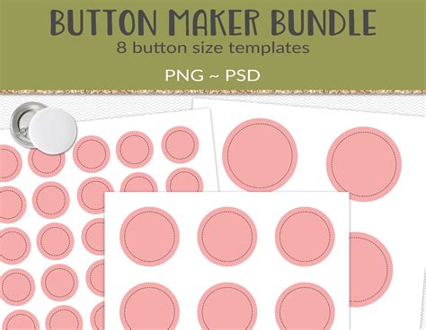 Button Template Bundle Pinback Buttons Layered PSD With Wrap Etsy