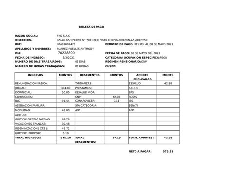 Boletas De Pago Palmadera Miguel Udocz