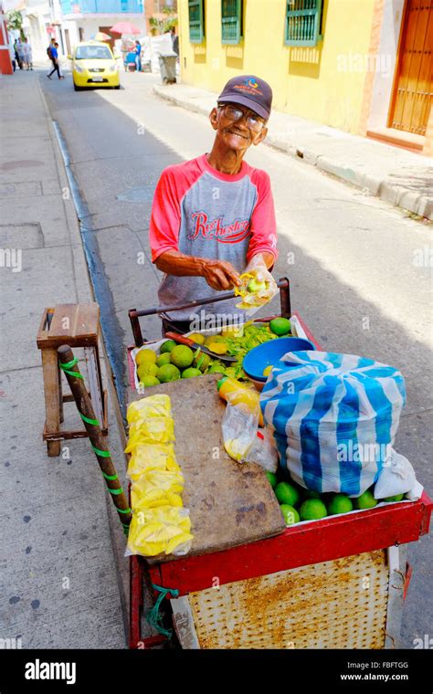 Fruit Vendor Old Cartegena Colombia South America Walled City Stock