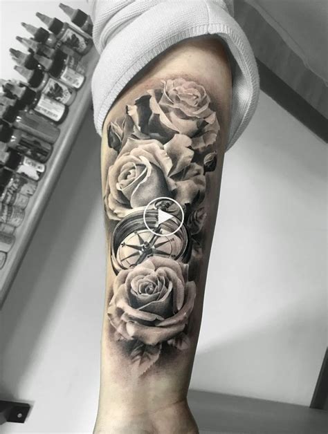 Flower Tattoo On Forearm Black And Grey By Evgeniy Master Forearm