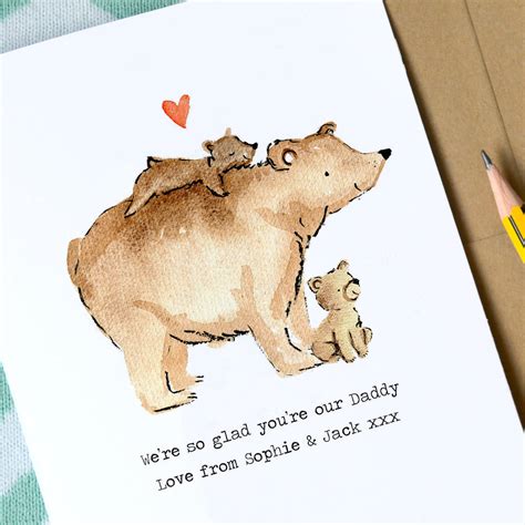 personalised daddy bear birthday father s day card by rosie and radish