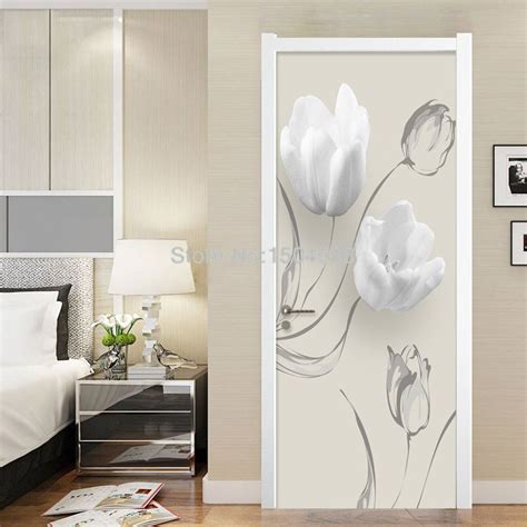 Dein gewähltes motiv wirkt mächtig und zieht. Moderne Einfache Weiß Blumen Tür Aufkleber Wohnzimmer ...