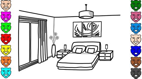 Bedroom Coloring Pages For Kids How To Draw Bedroom And Coloring