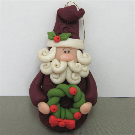 Old World Santa Polymer Clay Christmas Ornament Handmade Polymer Clay