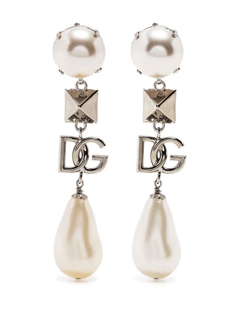Dolce And Gabbana Dg Pearl Embellished Clip On Earrings Farfetch