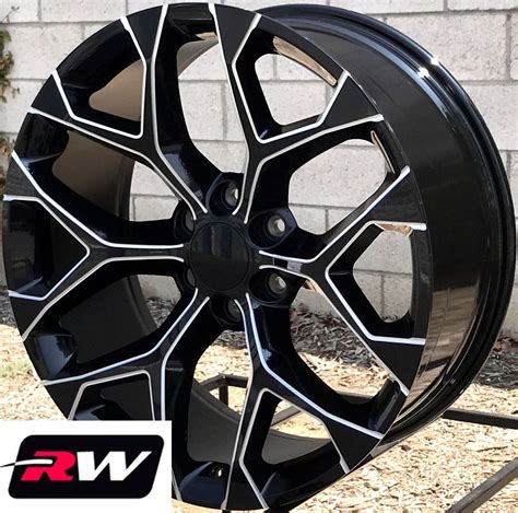 22 X9 Inch Chevy Silverado Factory Style Snowflake Wheels Black Milled