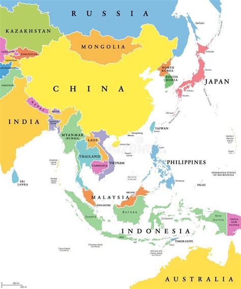 Mapa Político De Ásia Oriental Ilustração Do Vetor Ilustração De