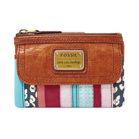 Fossil Emory Leather Patchwork Multifunction Wallet In Brown Lyst