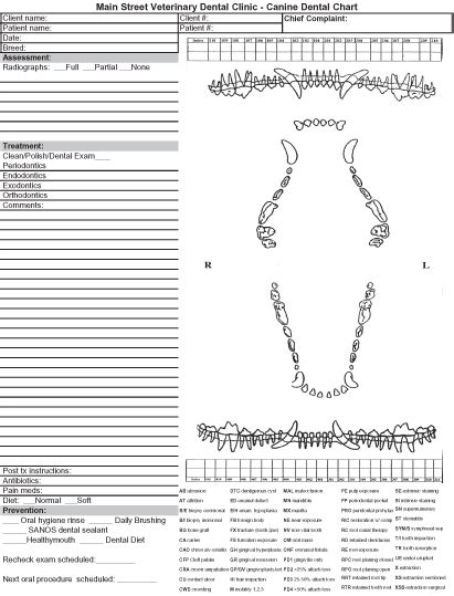 The reports may be saved in the clinic software as a pdf and/or printed out for the owner in one of six common it is important that dental charts be of sufficient size to allow for accurate placement of pathology. Cover