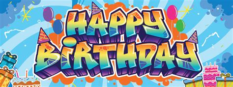 Happy Birthday Greeting Text In Graffiti Style Colorful Street Art