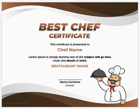 5 Best Chef Certificate Templates For Word Download