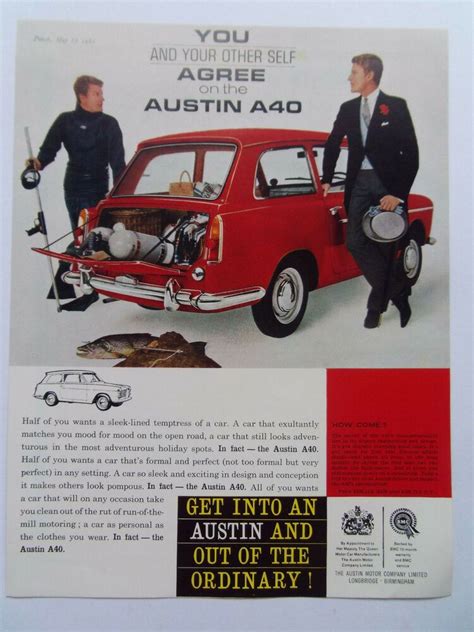 Ad Austin A40 1961 Vintage Advert Dated 1961 29cm X 22cm Classic