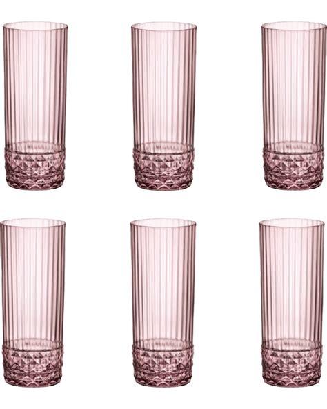 Bormioli Rocco America 20s 400ml Long Drink Glasses Set 6 Lilac Unbeatable Prices Buy