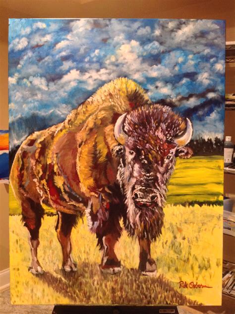 Buffalo At Yellowstone 48x36 Oil And Acrylic On Linen December