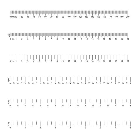 Inch And Metric Rulers Measuring Tool Size Indicator Units