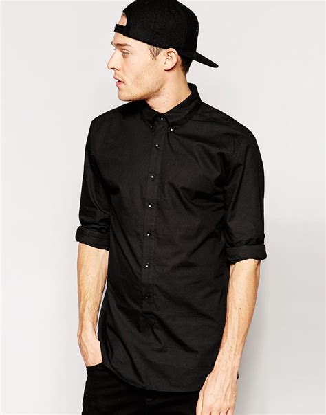 Lyst Standard Issue Exclusive Longline Button Down Shirt In Black For Men
