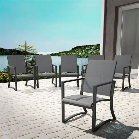 Cosco Outdoor Furniture Patio Dining Chairs 6 Pack Steel Light Gray
