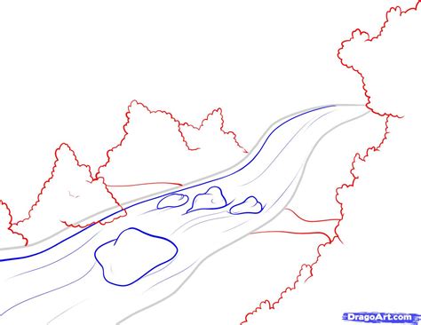 Learn to draw a river. How to Draw a River, Step by Step, Landscapes, Landmarks ...