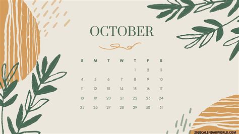 Floral October 2020 Calendar For Desktop Desktop Wallpaper Calendar