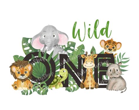 Wild One 1st Birthday Png Safari T Shirt Transfer File Baby Animals