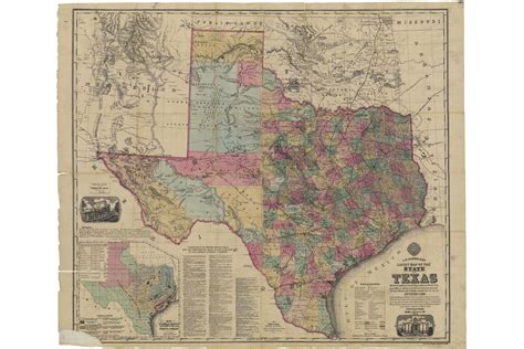 Post Civil War Map Of Texas With Railroads 1874 Ebay