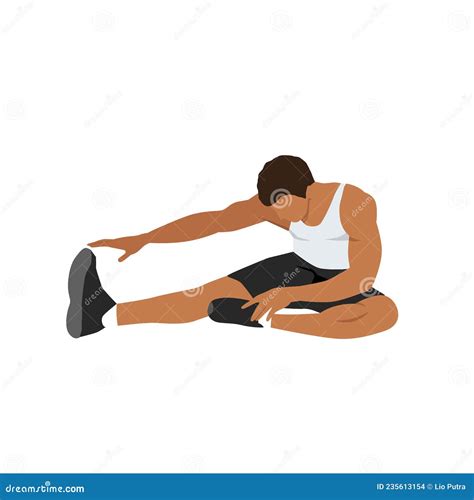 Man Doing Warm Up By Sitting Stretching Your Body By Touching Your Toes Stock Vector