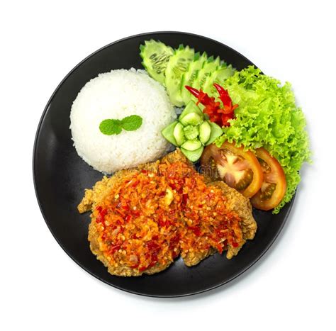 Ayam Geprek Indonesian Food Crispy Fried Chicken Hot Spicy Sambal Chili