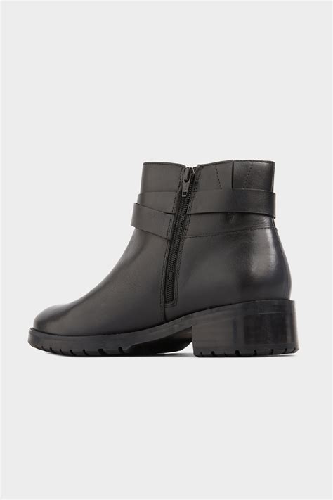 black leather buckle ankle boots in extra wide fit yours clothing