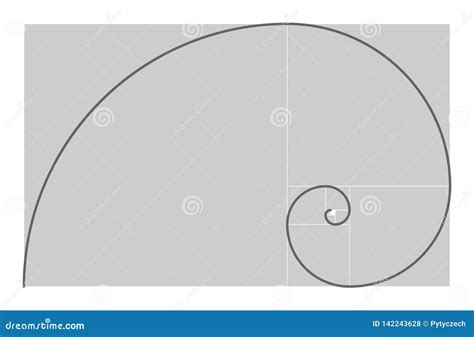 Golden Ratio Geometric Concept Fibonacci Spiral Vector Illustration