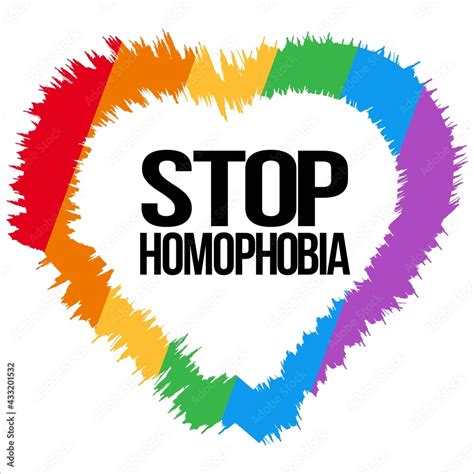 stop homophobia movement with lgbt flag in love shape brush stroke vector illustration and text