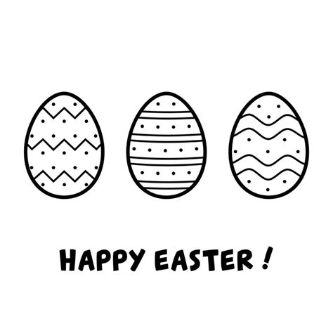 Happy Easter Greeting Card With Three Decorated Eggs Vector