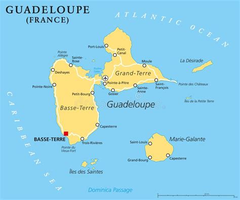 Guadeloupe Political Map Stock Vector Illustration Of Coastline 55715550