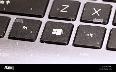 Microsoft Windows 10 Os Key On A Modern Laptop Keyboard Macro Closeup