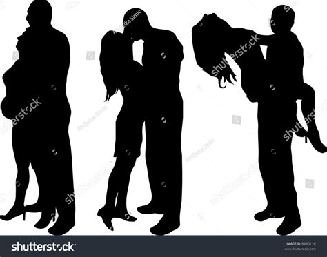 Silhouette Young Couple Love Illustration Stock Illustration 8480116