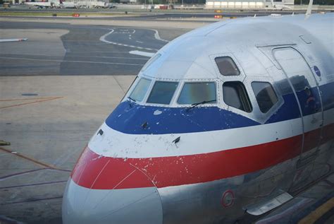 American Airlines Mcdonnell Douglas Md 80 Well Worn Paint On Nose A