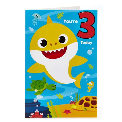 Baby shark colourful party invitation template. Buy Baby Shark 3rd Birthday Card for GBP 0.99 | Card ...