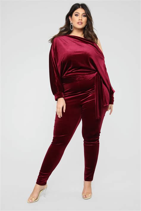 womens pro lounger velvet jumpsuit in burgundy size 1x by fashion nova burgundy jumpsuit