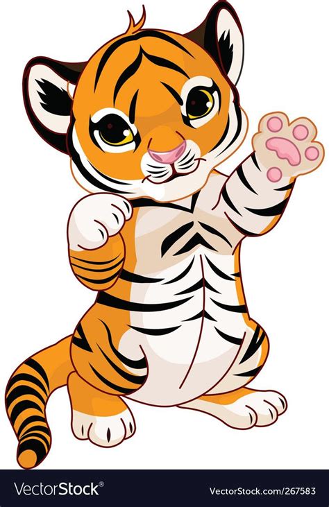 Cute Tiger Cub Vector Image On Vectorstock Tiger Illustration Cute