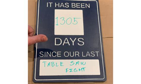 Days Since Our Last Incident Sign Inventables