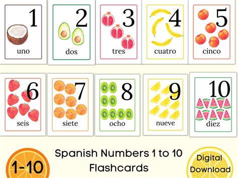Counting In Spanish 1 10 Spanish Number Flashcards Printable Counting
