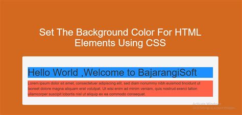 How To Set The Background Color For Html Elements Using Css