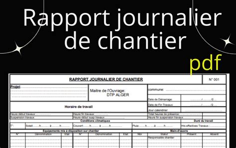 Rapport Journalier De Chantier Pdf