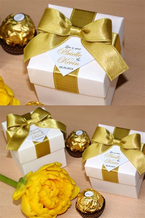 Gold Personalized Wedding Bonbonniere Wedding Favors Boxes Etsy