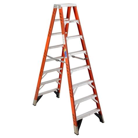 Werner 12 Ft Fiberglass Twin Step Ladder With 375 Lb Load Capacity