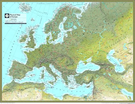 Europe Physical Atlas Wall Map