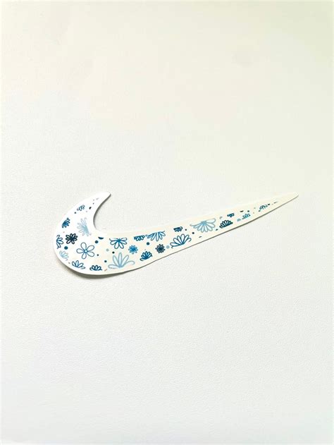 Nike Swoosh Blue Floral Design Sticker Etsy