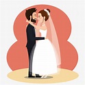 Recién casados pareja besándose avatares personajes | Vector Gratis