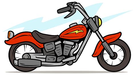 Dessin Animé Rétro Moto Rouge Vecteurs Libres De Droits Et Plus D