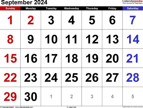 Sept 2024 Calendar Month Lesya Octavia