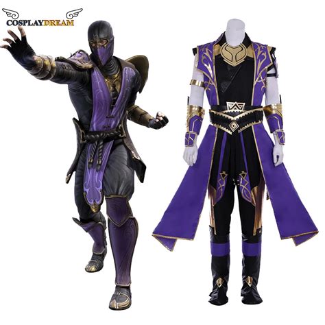 Game Mortal Kombat 11 Rain Cosplay Costume Rain Purple Warrior Uniform